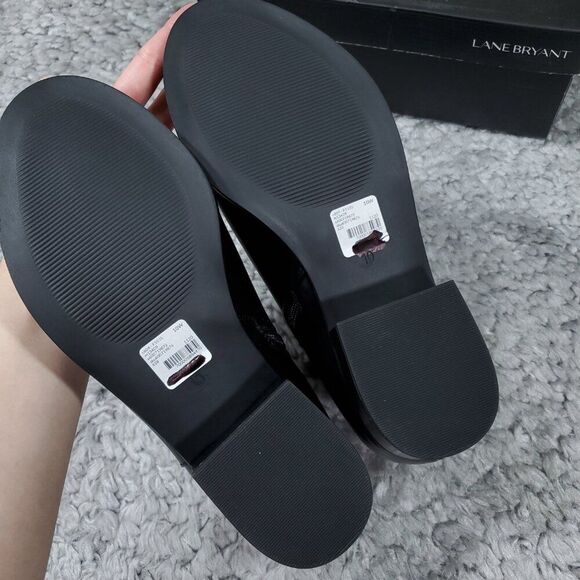 READ Lane Bryant 10 Wide Ankle Boots Booties Faux Leather Block Heel Black 10W - Picture 7 of 12